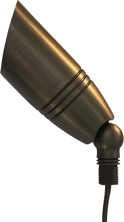 GKOLED UL Listed Solid Brass Landscape Spotlight, Low Voltage Outdoor Directional Uplight, with 5W MR16 LED Bulb & Large Rugged Slot Spike, 12V AC/DC Garden Patio Spot Up Light