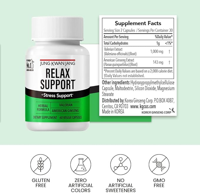 JungKwanJang Relax with Valerian Root (1,000mg) (143mg) for 60 Herbal