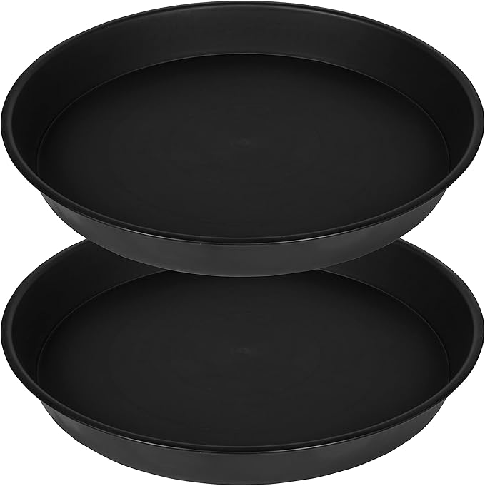2 Pack of 18 19 inch Plant Saucer (16.6 Inch Base), 2.7" Depth Tray, Large Deep Garden Plastic Flower Trays for Indoors Outdoor, Tray for Planter 15-19" (19", Black)