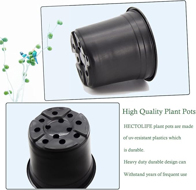 100-Pack 0.5 Gallon Flexible Plant Nursery Pots,Thickened Soft Plastic Seedling Pots,Seed Starting Pot Flower Plant Container for Succulents, Seedlings, Cuttings, Transplanting(Black)