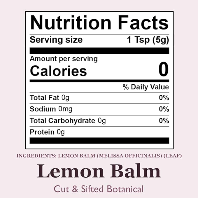 Organic Positively Botanicals Company, Lemon Balm, 4 Ounce