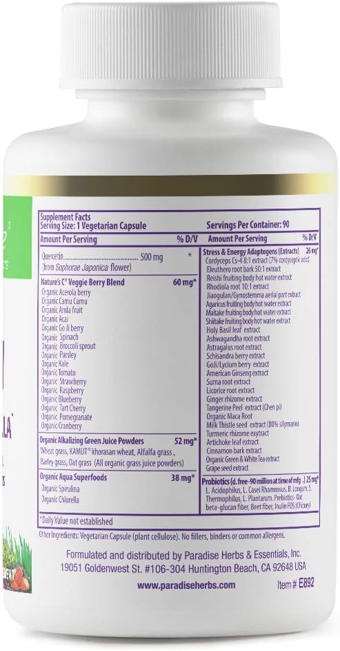 Paradise Herbs Earth's Blend Quercetin, 90 Vegetarian
