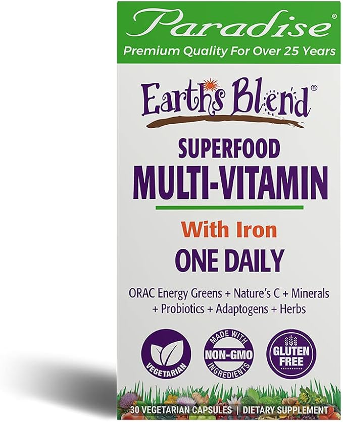 Paradise Herbs, Earth's Blend, Multivitamin, 48 Organic B12, C, K2, Daily 30