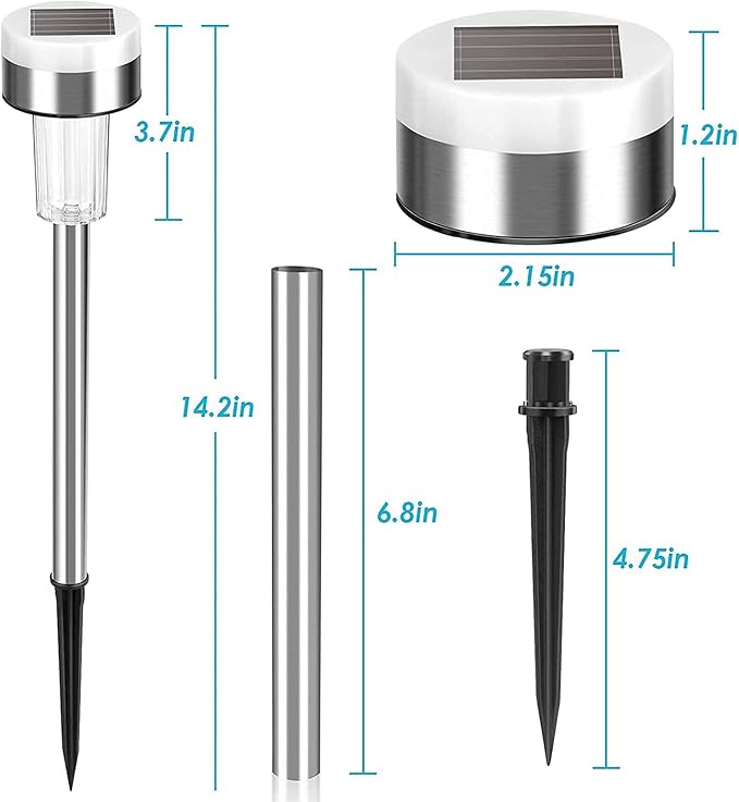 TWINSLUXES 16 Pack Solar Pathway Lights Outdoor Dual Light Source LED Solar Waterproof Pathway Lights for Garden Patio and Walkway Decoration Cool White
