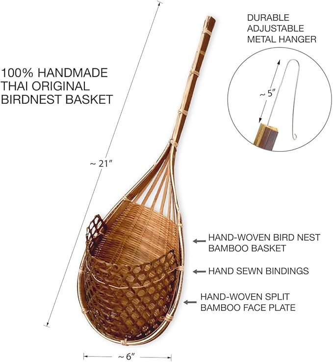Handmade 100% Thai Bamboo Super Sanctuary Hanging Orchid Basket - 6 Inch Set of 2
