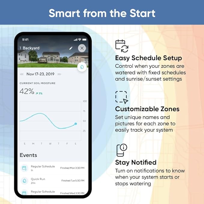Wyze WSPRK1 Smart Controller, Smart Sprinkler Timer with EPA Watersense, 8-Zone WiFi (1 Year of Automatic Weather-Based Watering with Sprinkler Plus Included), Black