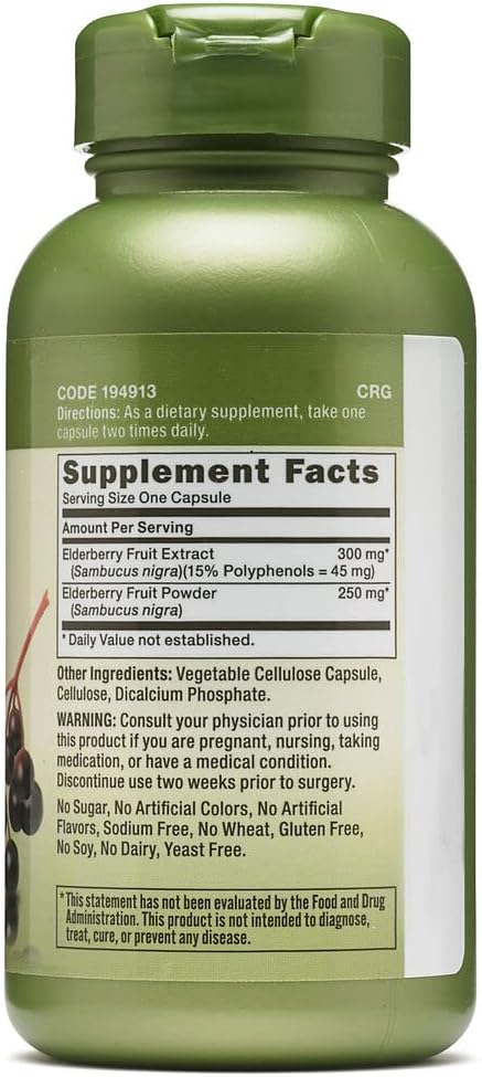 GNC Herbal Plus Elderberry Fruit 550mg, 100 ea