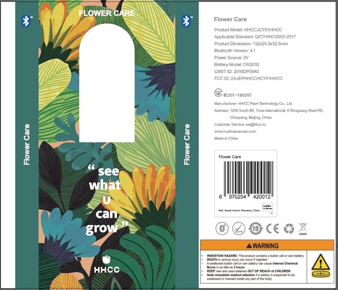 Soil Moisture Meter 4 in 1 for HHCC, Plant Water Monitor, Automatically detects Moisture/Temperature/Light/Fertility, Can Connect to Mobile Phone via Bluetooth, Plants Sensor for Indoor (Green - 1pcs)