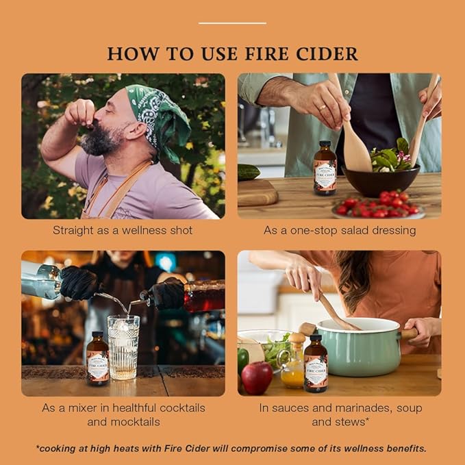 Hany's Harvest Unsweetened Fire Cider – 8 fl oz Glass Bottle | All-Natural, Small-Batch, Handcrafted, Non-GMO, Gluten-Free, Immune & Digestive Support