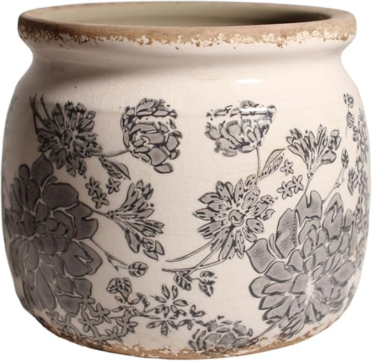 Ceramic Planters for Indoor Plants, Plant Pots with Drainage Hole, 6.29in. Flower Pots for Indoor Plants, Stylish Planters & Succulent Pots, Crackle Glaze Finish Plant Pots Indoor, Gray