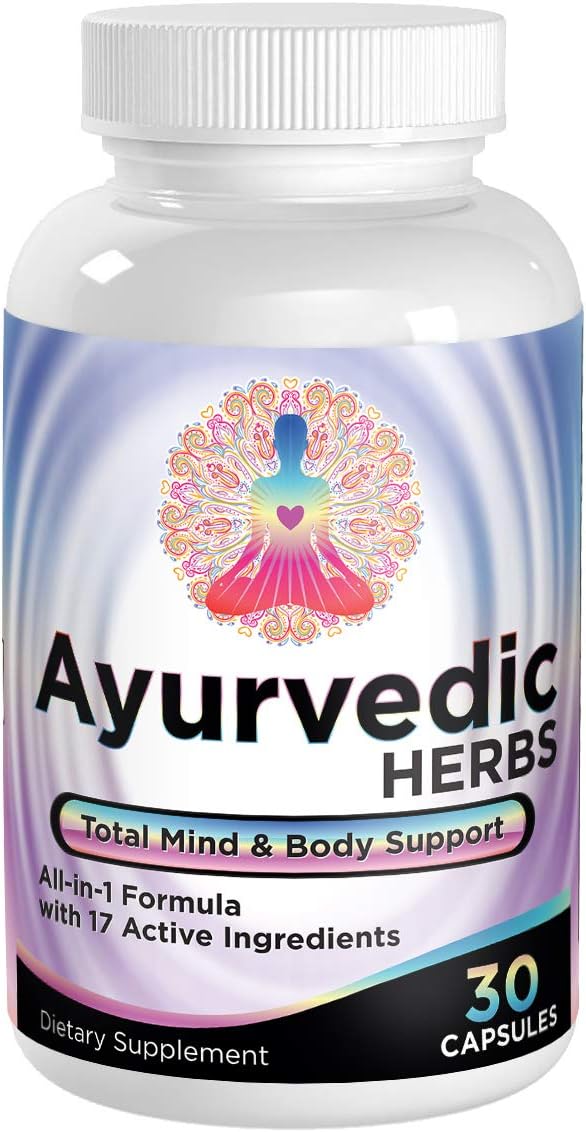 Ayurvedic Herbs (All-in-1) Supplement Formula Pills 17 Active 30 Capsules