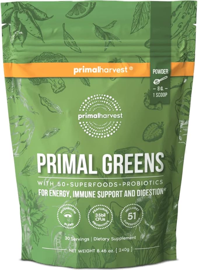 Primal Harvest Super Greens Powder, 30 w/+50 Greens