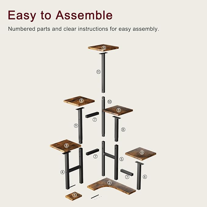 Corner Plant Stand Indoor, 6 Tier Corner Plant Shelf Flower Stand for Multiple Plants, Plant Shelves Organizer Rack for Living Room, Balcony, Patio, Garden, Round Rustic Brown