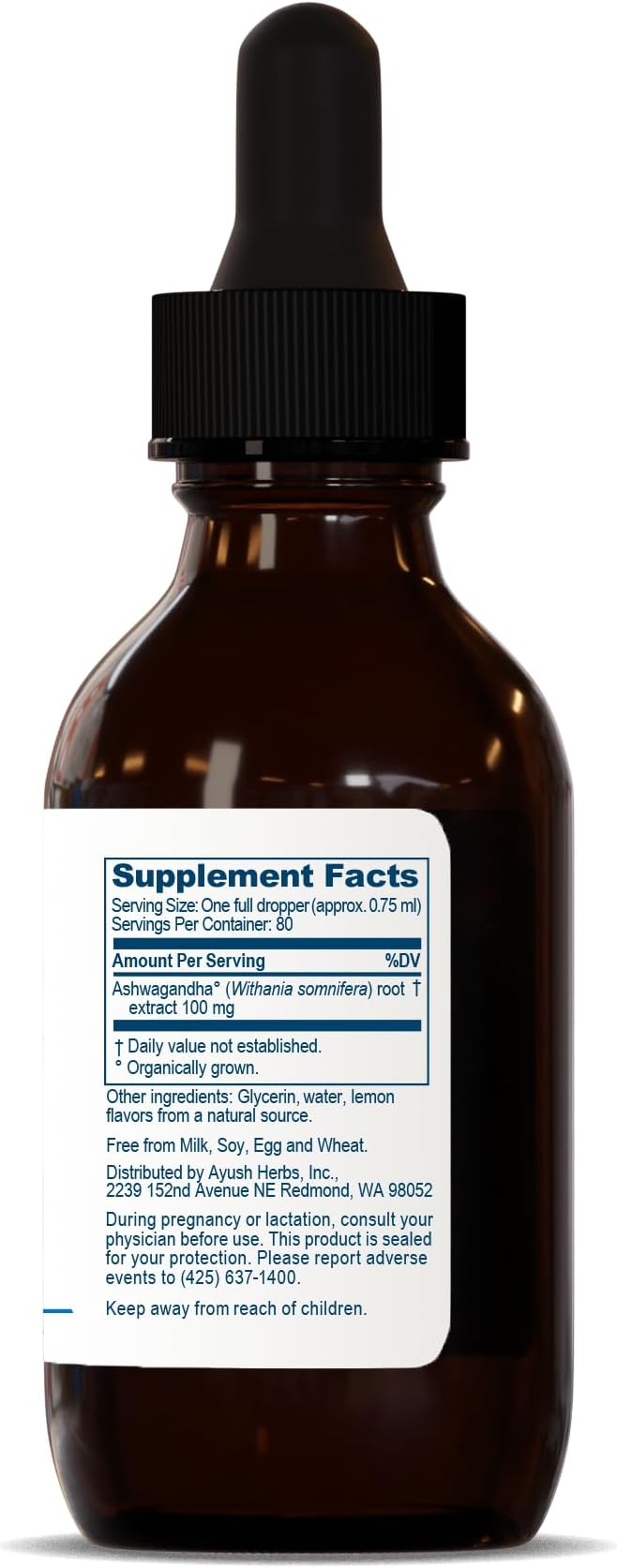 Ayush Herbs Ashwagandha Drops, Cognitive, Adrenal, 2 Ounces