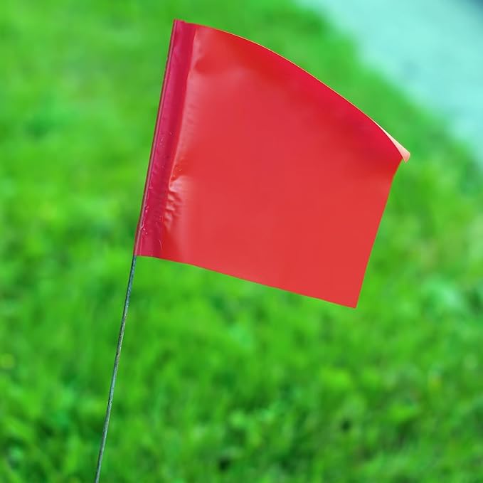 Zozen Marking Flags, Red Color | 1000 Pcs | 15x4x5 Inch, Yard Flags for Lawn & Irrigation & Landscape & Sprinkler & Survey & Dog Training.