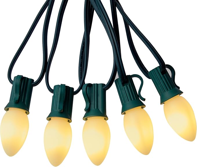 Multicolor C7 LED Christmas String Lights, 50FT 50 Lights C7 Vintage Christmas Lights, Commercial Connectable Christmas Tree Lights for Xmas Holiday Roofline Garden Wedding Decor, Warm White