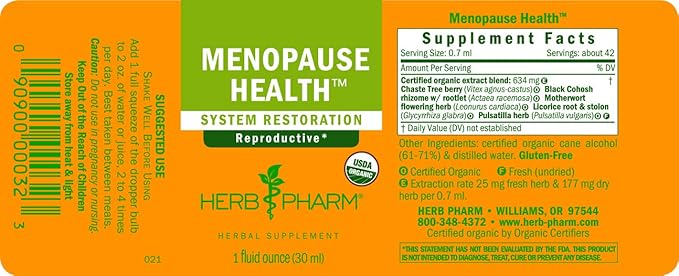 Herb Pharm Menopause Health Liquid Herbal 1 Ounce
