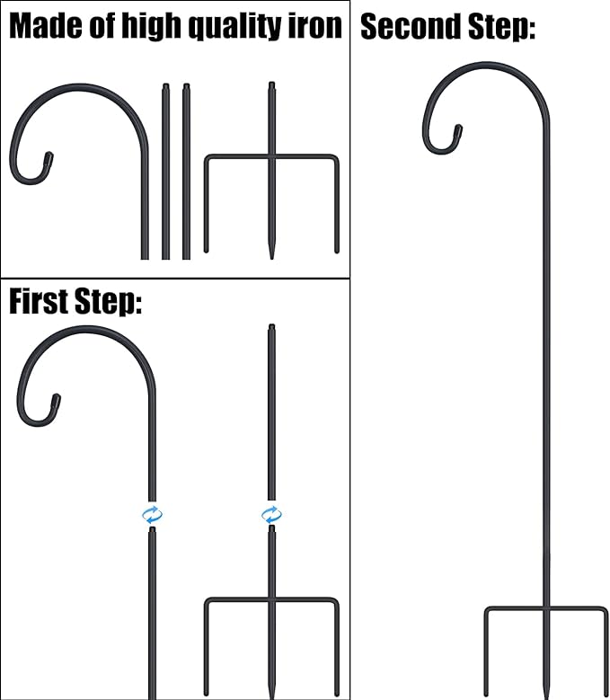 FEED GARDEN Adjustable 32 Inch Small Shepherd Hooks for Outdoor, Garden Hooks for Lanterns, Shepard Hooks for Hanging Plants, Bird Feeders, Solar Lights, Mason Jars, Weddings Decor,4 Pack