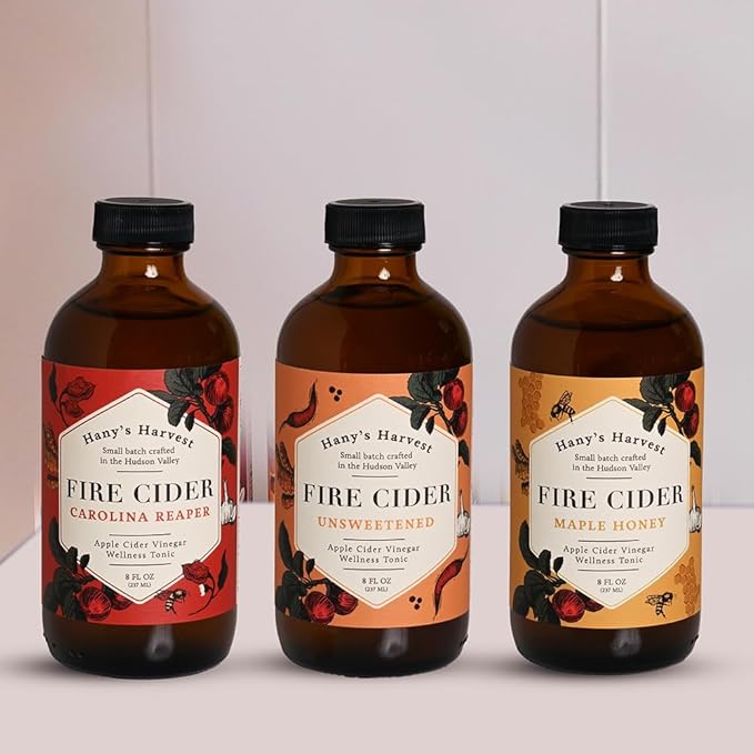 Hany's Harvest Unsweetened Fire Cider – 8 fl oz Glass Bottle | All-Natural, Small-Batch, Handcrafted, Non-GMO, Gluten-Free, Immune & Digestive Support
