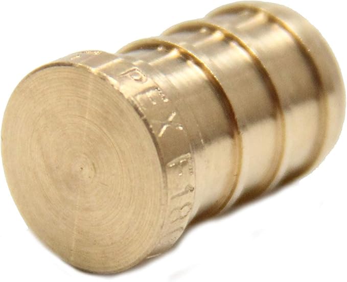 (Pack of 5) EFIELD Pex Barb 1/2" Plug End Cap Pipe Crimp Brass Fitting, ASTM F1807