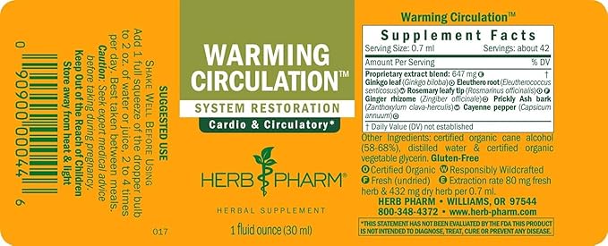 Herb Pharm Warming Circulation Liquid Herbal 1 Ounce (FGINGER01)