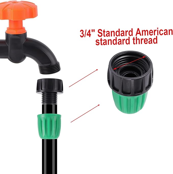 1/2” PVC Garden Irrigation Tubing Hose 33FT(10M),(OD:16mm,ID:12mm) With Lock Connector For Drip Irrigation System (33FT(10M))