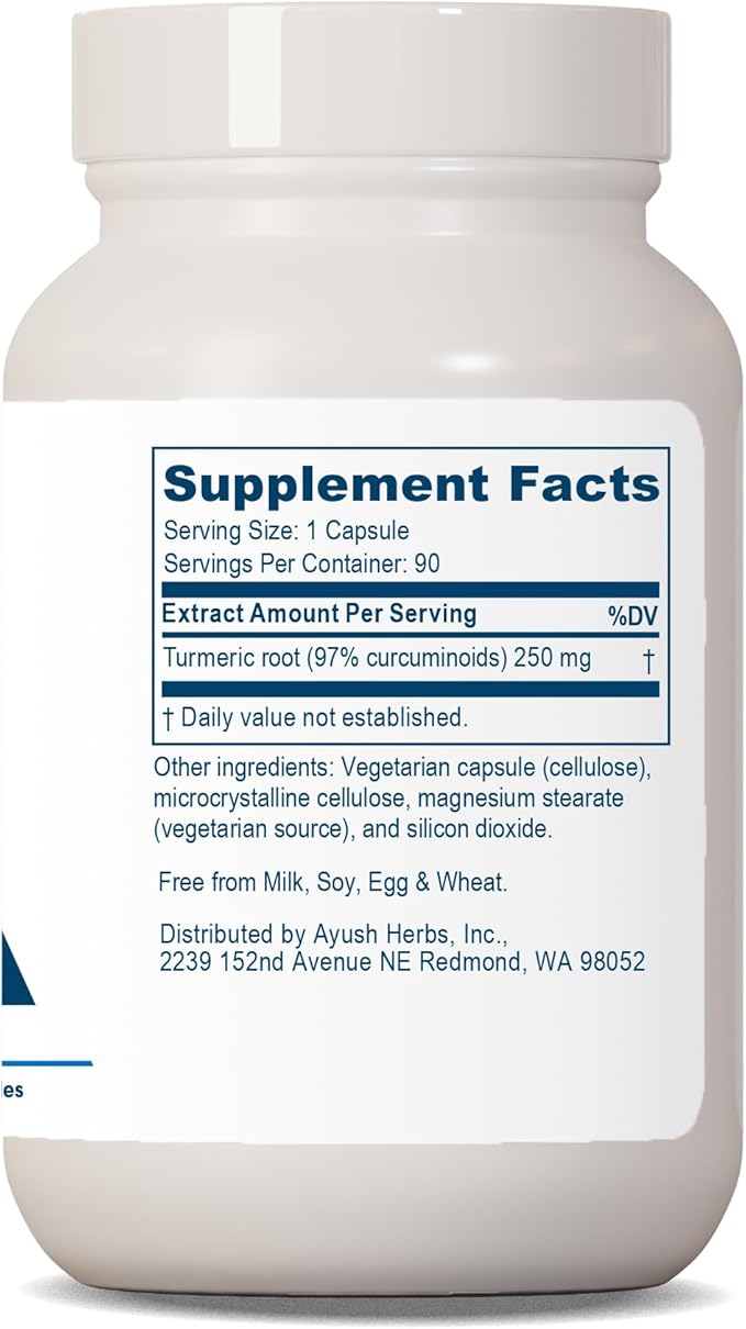 Ayush Herbs Curcumin 97%, Herbal Turmeric 90 Capsules