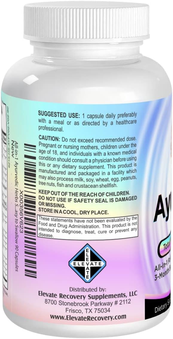 Ayurvedic Herbs (All-in-1) Supplement 3-Month Supply 17 Active 90 Capsules