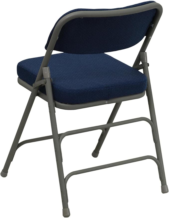 Flash Furniture Hercules Series Metal Folding Chairs with Cushioned Seat, Fabric Upholstered Event Chairs with 300-lb. Static Weight Capacity, Set of 4, Navy