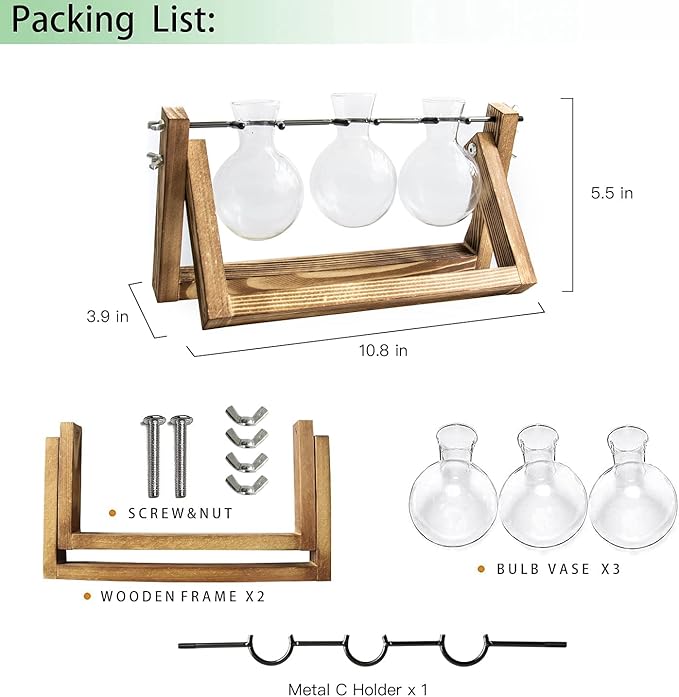 Ivolador Propagation Station, Bulb Plant Terrarium,Planter and Holder Plant Lover Gifts for Women ,Gifts for mom,Plants Home Garden Wedding Decor (3 Bulb-C Type)