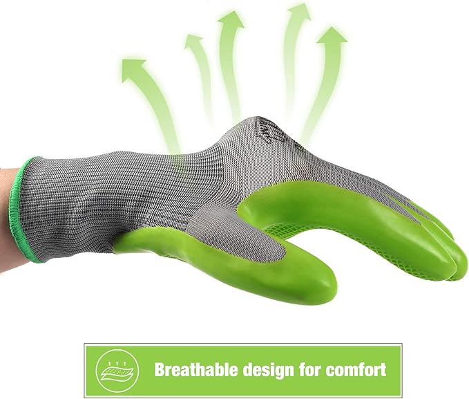 WORKPRO 6 Pairs Garden Gloves, Work Glove with Eco Latex Palm Coated, Working Gloves for Weeding, Digging, Raking and Pruning(M)
