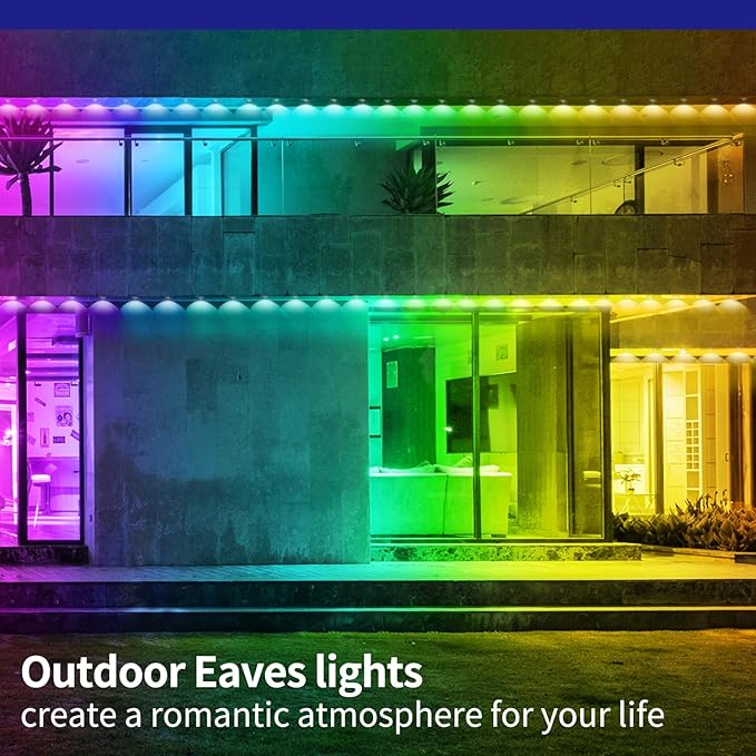300ft Permanent Outdoor Lights, RGB LED Eaves Lights,IP67 Waterproof LED Eaves Light for Christmas,Halloween Decor,Outdoor Decor,Garden Décor(2 Rolls of 150ft)