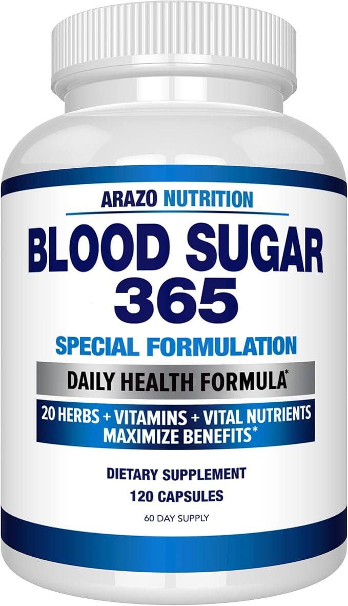 Arazo Nutrition Blood Sugar 365 Supplement 120 Herbal 60 Day