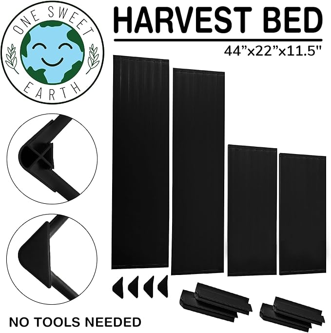 Raised Garden Bed - 2x4 ft Planter Box - Black HDPE - No Tools Needed - DIY Kit for Urban Gardening, Flowers, Herbs & Vegetables - Made in The USA