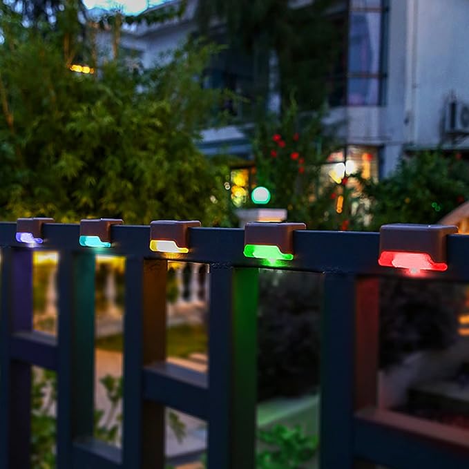 16 Pack Solar Deck Lights Outdoor, Solar Step Lights LED Waterproof Outdoor Lights Patio Decor for Stair Patio Yard Path and Garden, Color Changing