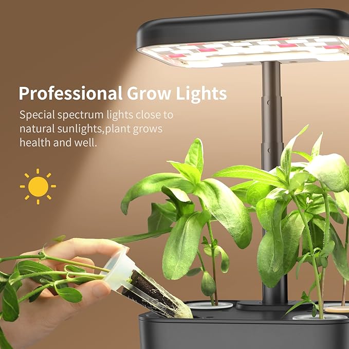 Ahopegarden Hydroponics Growing System kit Indoor Herb Garden with Grow Light, 4 Pods Plant Germination Kit Herb Vegetable Flower Growth Countertop Grower Harvest Fresh Veggie Lettuce(No Seeds)