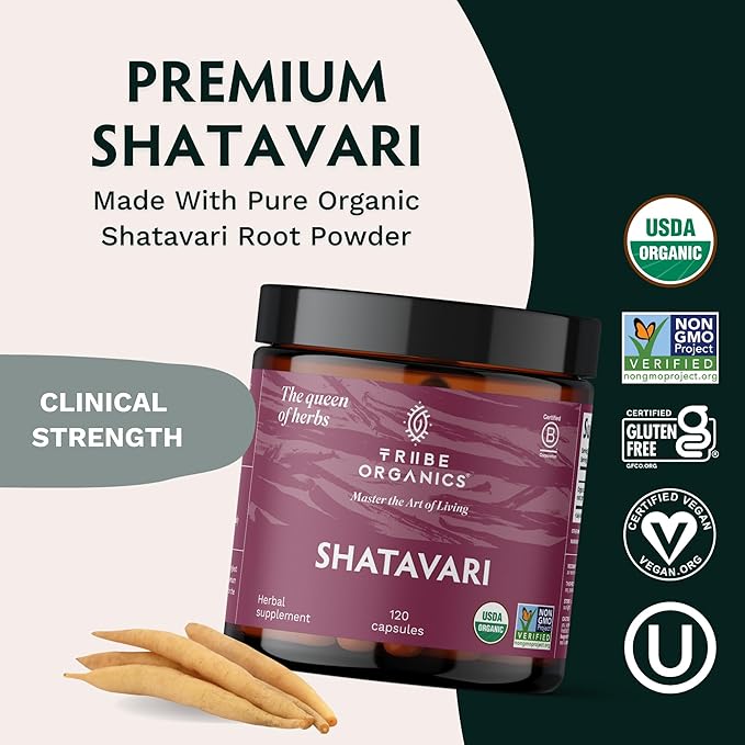 TRIBE ORGANICS Organic Shatavari Herbal Supplement 120 Vegan
