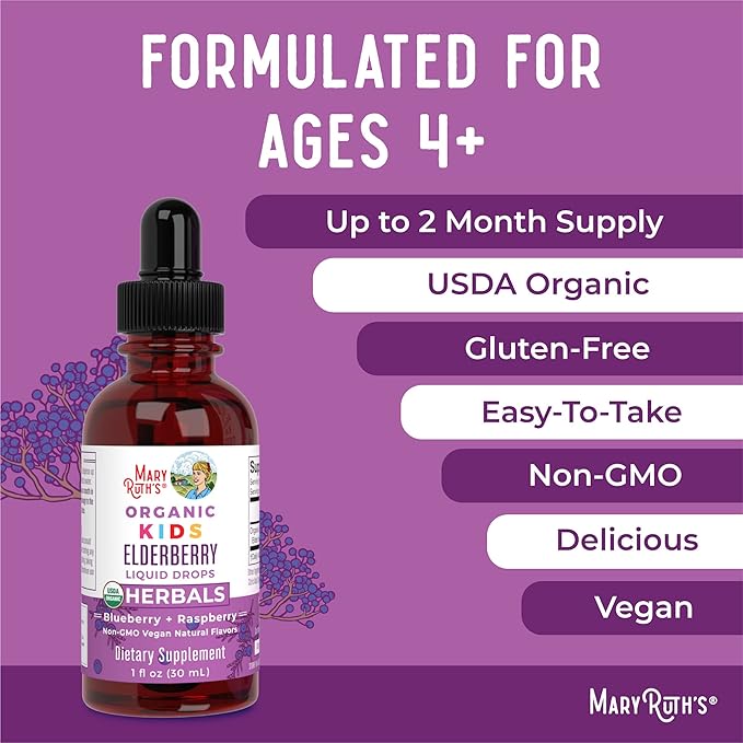MaryRuth Organics Cocomelon Kids Elderberry Syrup, 4-13 Years, 1 Fl