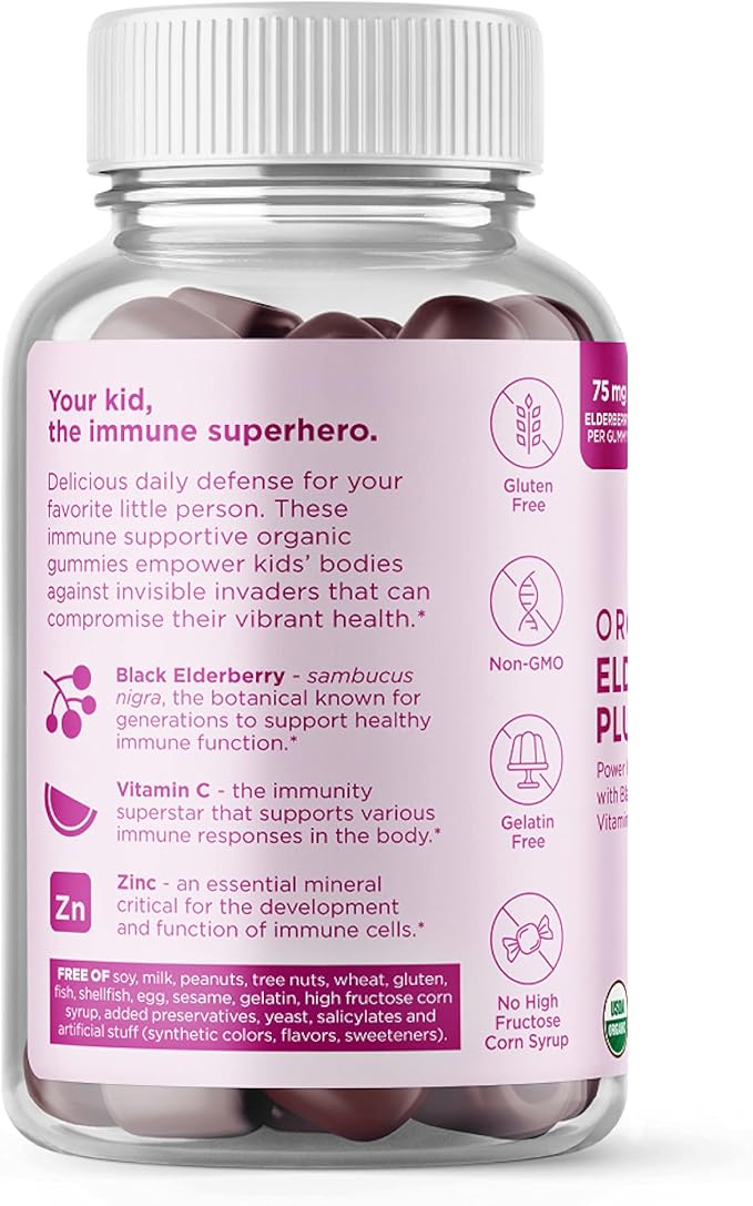 Hyland's Kids Organic Elderberry Plus Gummies, 48 Vegan 2)