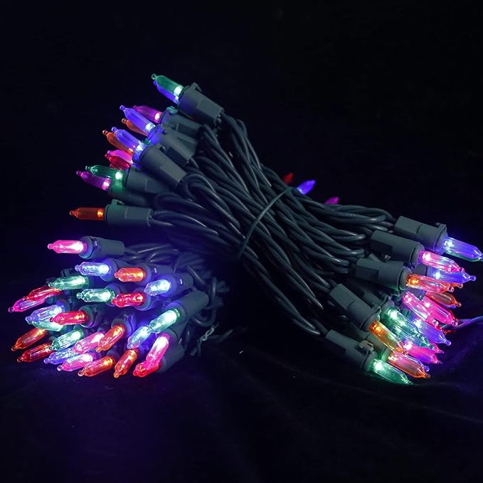 Multicolor Christmas LED Lights - 100 Count Multi-Colored Holiday String Lights for Tree, Party, Wedding, Indoor and Outdoor Use, 33 Feet Green Wire, UL Certified, Connectable