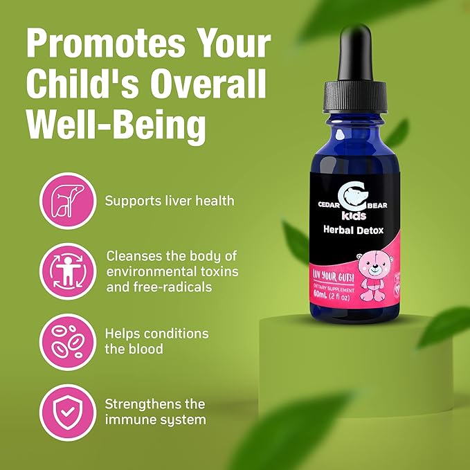 Cedar Bear Herbal Detox for Kids is a Liquid Herbal Supplement That Helps The Immune System & Protects Organs That are Often affected 2 fl oz / 60 ml