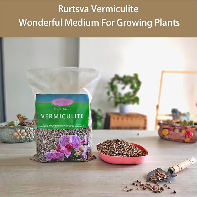 Natural Coarse Vermiculite 10QT for Plants Organic Occurring Mineral Potting Mix Grow Medium for Potted Plants, Hydroponics, Terrariums, Orchids, Mushroom Growing Or Reptile Habitats