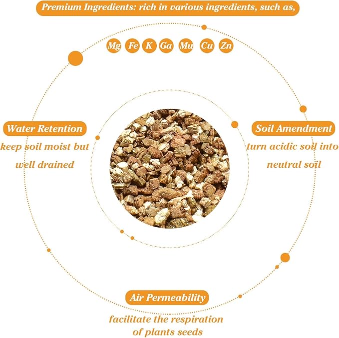 Halatool 8 QT Horticulture Vermiculite Professional Soil Addictive Coarse Grade Vermiculite for Plants Gardening Mushrooms Seed Starting Cat Grass