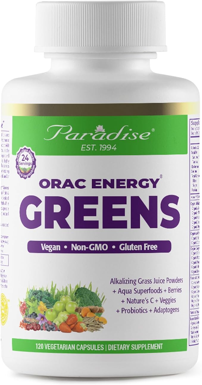 Paradise ORAC Energy Greens Powder Extract, 120 Capsules
