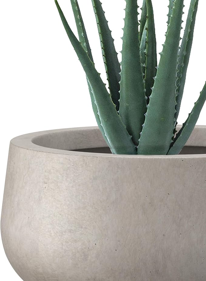 Kante 19.6",15.7",11.8" Dia Round Concrete Planters Set of 3, Outdoor Indoor Large Plant Pots with Drainage Hole, Modern Curvaceous Design, Weathered Concrete
