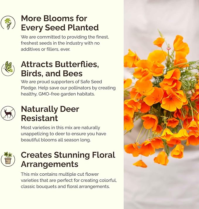 Eden Brothers Deer Resistant Wildflower Mixed Seeds for Planting, 1 lb, 480,000+ Seeds with Foxglove, Forget Me Not | Attracts Pollinators, Plant in Spring or Fall, Zones 3, 4, 5, 6, 7, 8, 9, 10