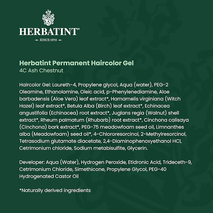 Herbatint Permanent Haircolor Gel, 4C Ash 100% Grey 4.56 oz