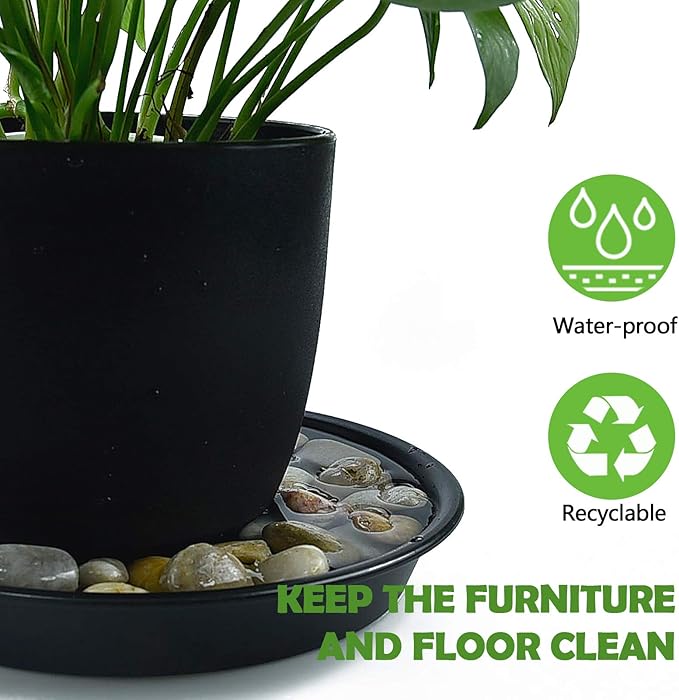 3 Pack Plant Saucer Heavy Duty Sturdy Drip Trays for Indoor and Outdoor (12 Inch, Black)
