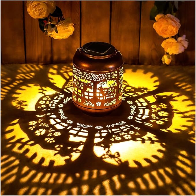 2 Pack Cow Solar Lanterns Outdoor Waterproof Hanging Solar Lights Cow Gifts for Women Men Mom Metal Decorative LED Outdoor Lanterns for Patio, Lawn, Landscape, Garden Decor, Yard Decorations