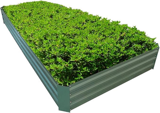 8x4x1ft Metal Raised Garden Bed Kit,Galvanized Garden Bed Box for Vegetables, Flowers, Herbs, and Succulents,240 Gallon Capacity - Green